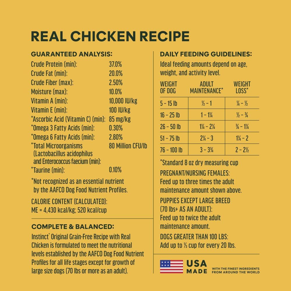 Instinct Original Chicken Dry Dog Food – 22.5 lb — recipe information, image 7