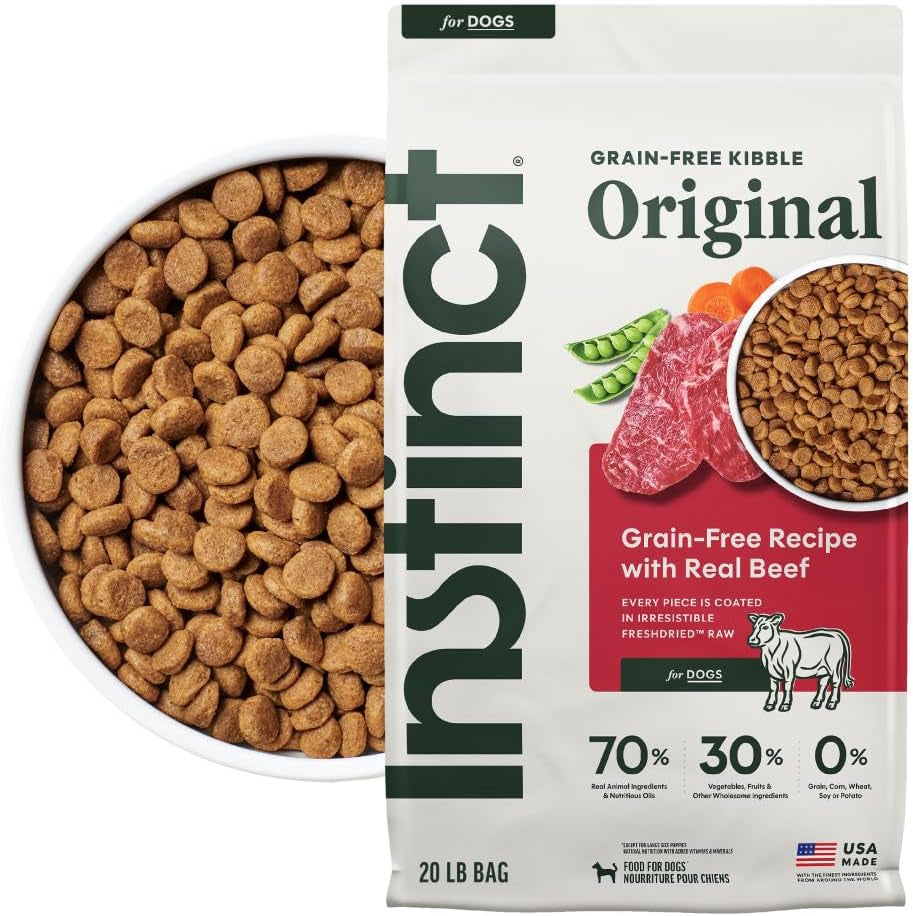 Instinct Original Beef Dry Dog Food – 20 lb — packaging and food