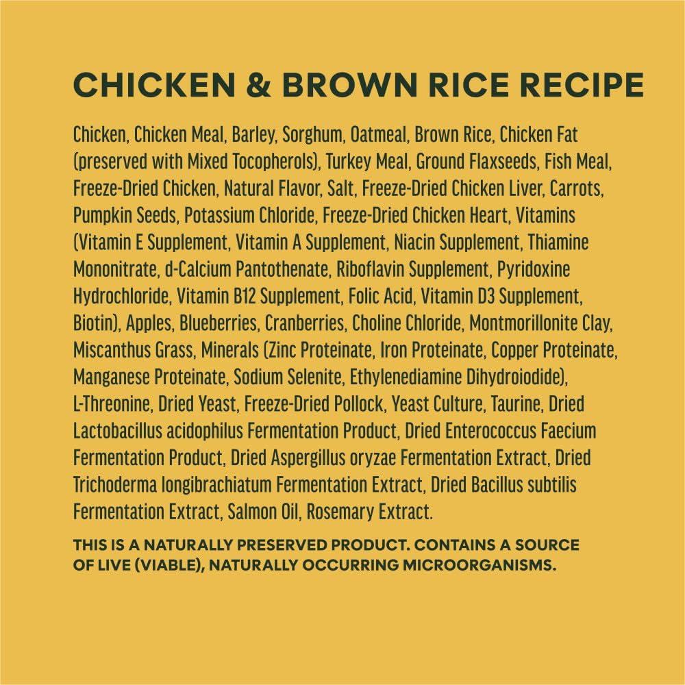Instinct RawBoost Chicken & Brown Rice Dog Food – 3.5 lb — manufacturer ingredient list