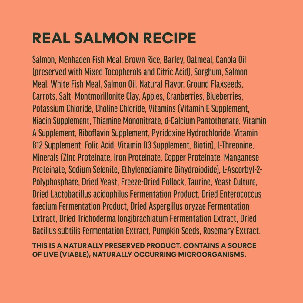 Instinct BeNatural Salmon & Brown Rice Dog Food – 4.5 lb — manufacturer ingredient list