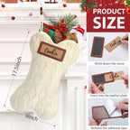 18 Inch Dog Christmas Stocking, Knit White Christmas Stocking for Dogs, Diamond Shape Dog Stocking Christmas Large Pet Stockings Hanging Dog Christmas Stocking