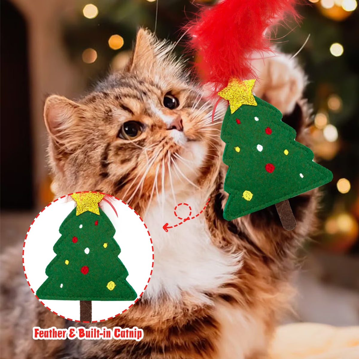Christmas Cat Toy Stocking — 10-Piece Gift Set