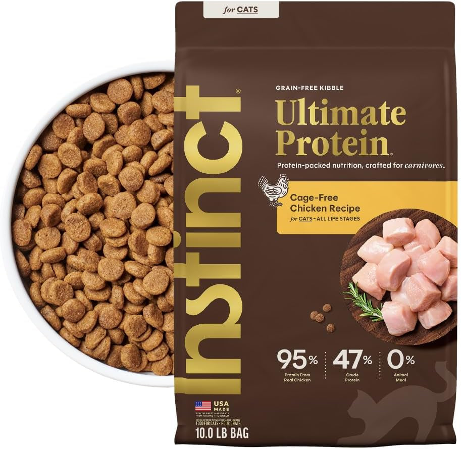 Instinct Ultimate Protein Chicken Dry Cat Food – 10 lb — packaging and food