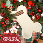 18 Inch Dog Christmas Stocking, Knit White Christmas Stocking for Dogs, Diamond Shape Dog Stocking Christmas Large Pet Stockings Hanging Dog Christmas Stocking