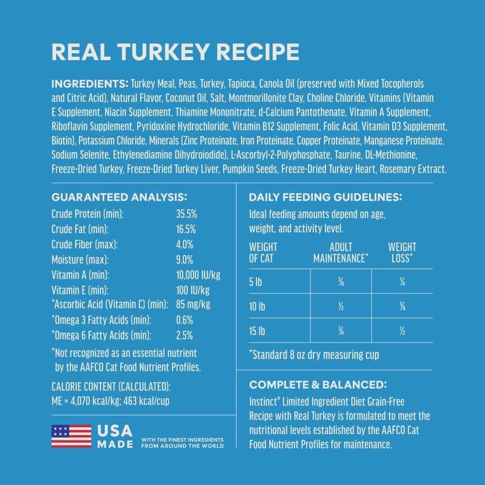 Instinct Limited Ingredient Turkey Cat Food – 11 lb — recipe information, image 6