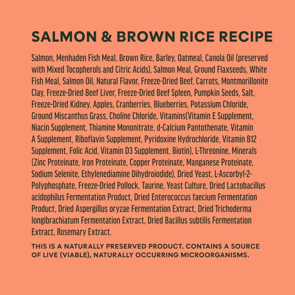 Instinct RawBoost Salmon & Brown Rice Dog Food – 3.5 lb — manufacturer ingredient list