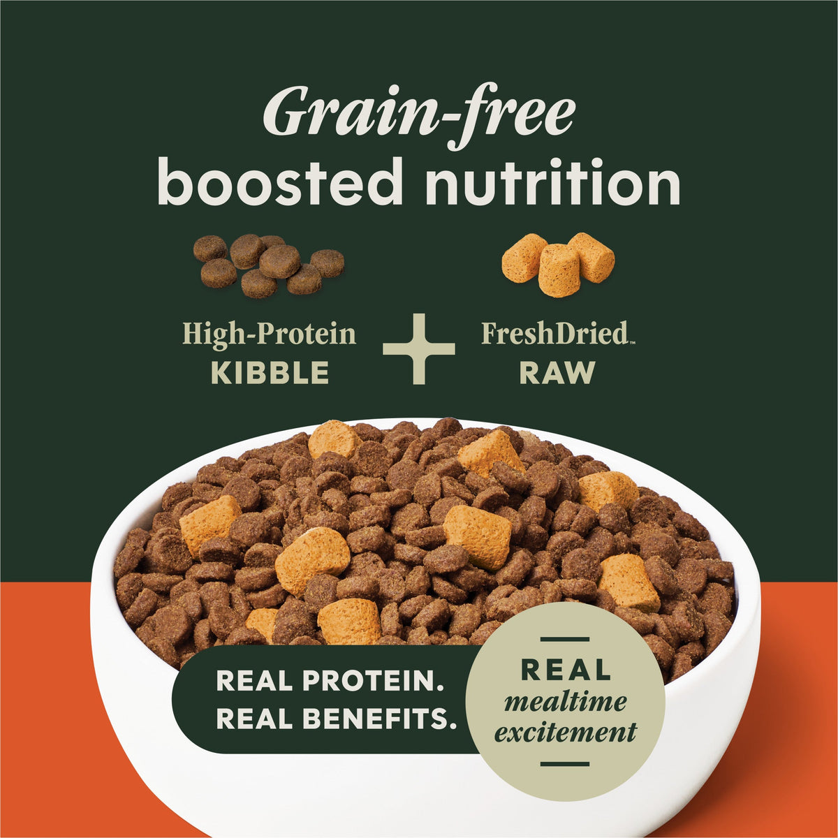 Instinct Gut Health Chicken kibble and raw pieces