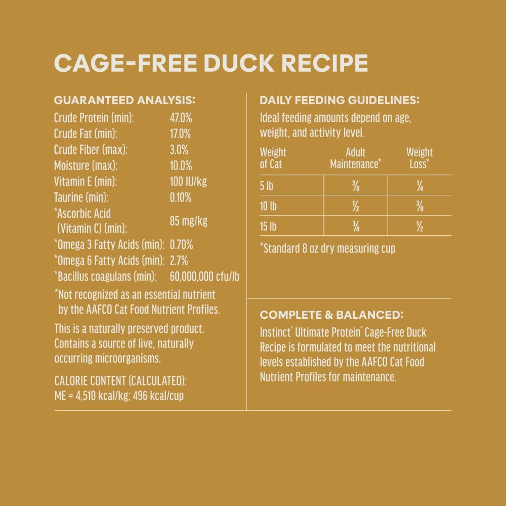 Instinct Ultimate Protein Duck Cat Food – 4 lb — recipe information, image 7