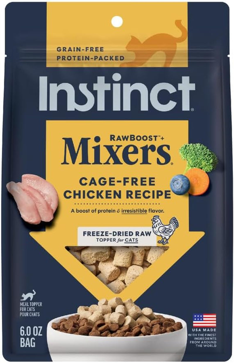 Instinct Chicken Mixers Cat Topper – 6 oz — packaging and food