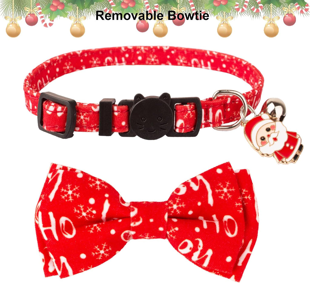 Christmas Cat Collar Breakaway with Bowtie Bell - 2 Pack Red Green Xmas Kitten Bow Collars Christmas Collars for Cat Kitten