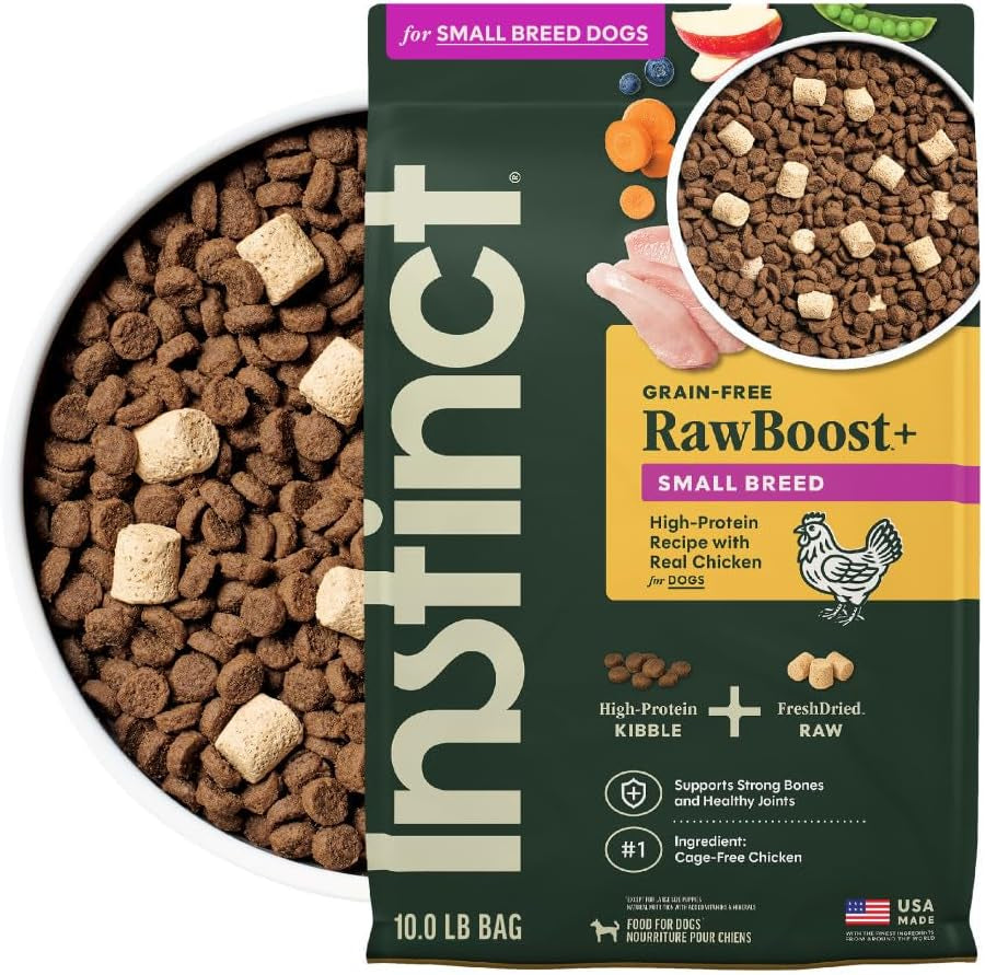 Instinct RawBoost Small Breed Chicken Dog Food – 10 lb — packaging and food