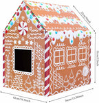 Christmas Gingerbread Cat House 16.5"X 13"X19" Christmas Cardboard Cat Scratcher House with Scratching Pad for Indoor Cats Kittens Large Cat Playhouse