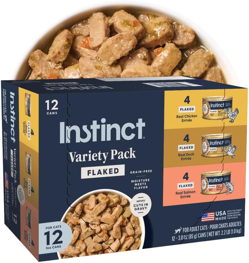 Instinct Flaked Variety Cat Food – 12 × 3 oz — product packaging