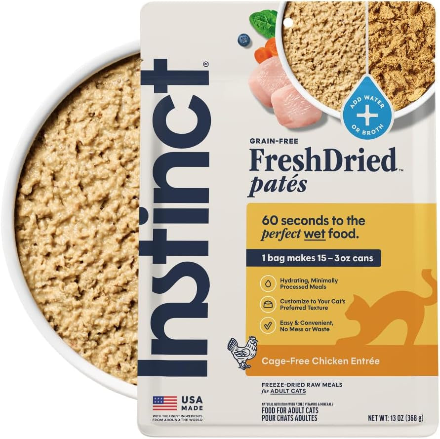 Instinct FreshDried Chicken Pâté Cat Food – 13 oz — packaging and food