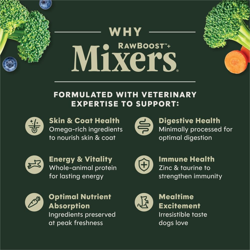Raw Boost Mixers Freeze Dried Dog Food Toppers for Dry Food, Grain Free Dog Food Toppers with Beef for Dogs, 14 Oz