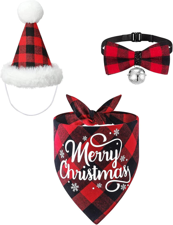 Buffalo Plaid Christmas Dog Dress-Up Set — 3 Pieces