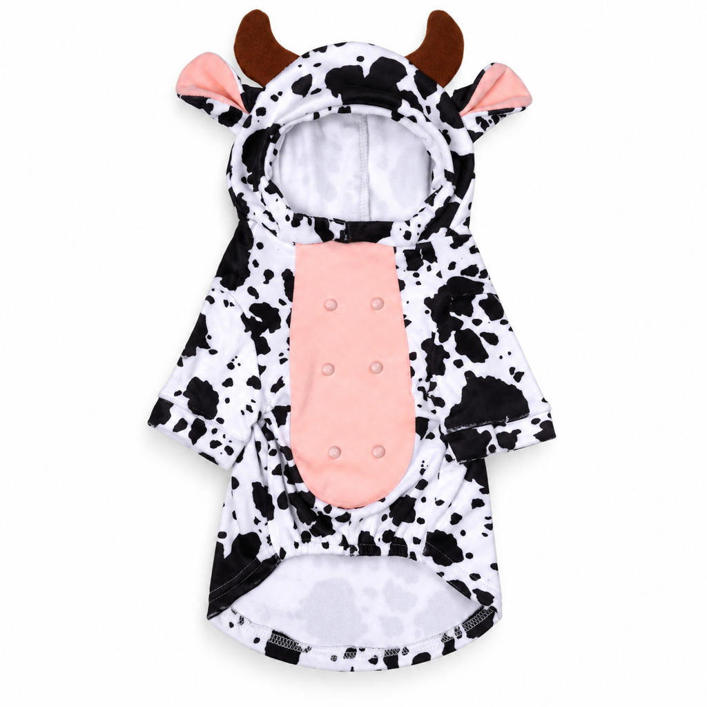 cow costume set only on white — AI styled from actual product references