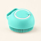 SplashPaw Bath Brush — Heart-Shaped Blue, product photo on warm cream