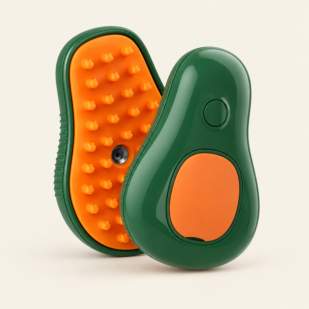 Misting Grooming Brush — Green Avocado, product photo on warm cream