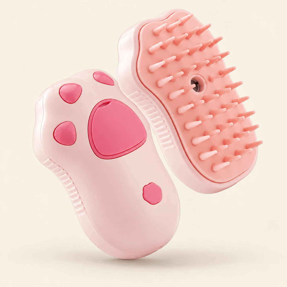 Misting Grooming Brush — Pink Paw (1063), product photo on warm cream