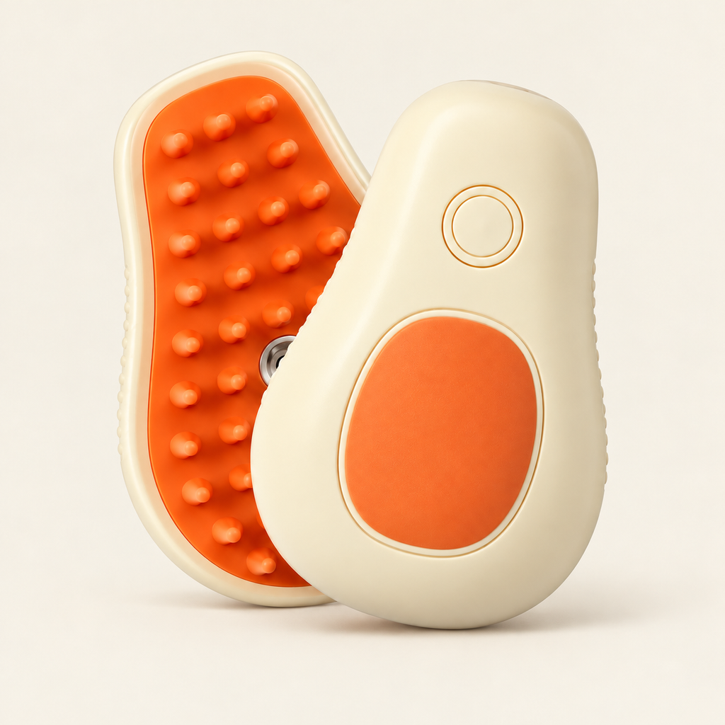 Misting Grooming Brush — Beige Avocado, product photo on warm cream