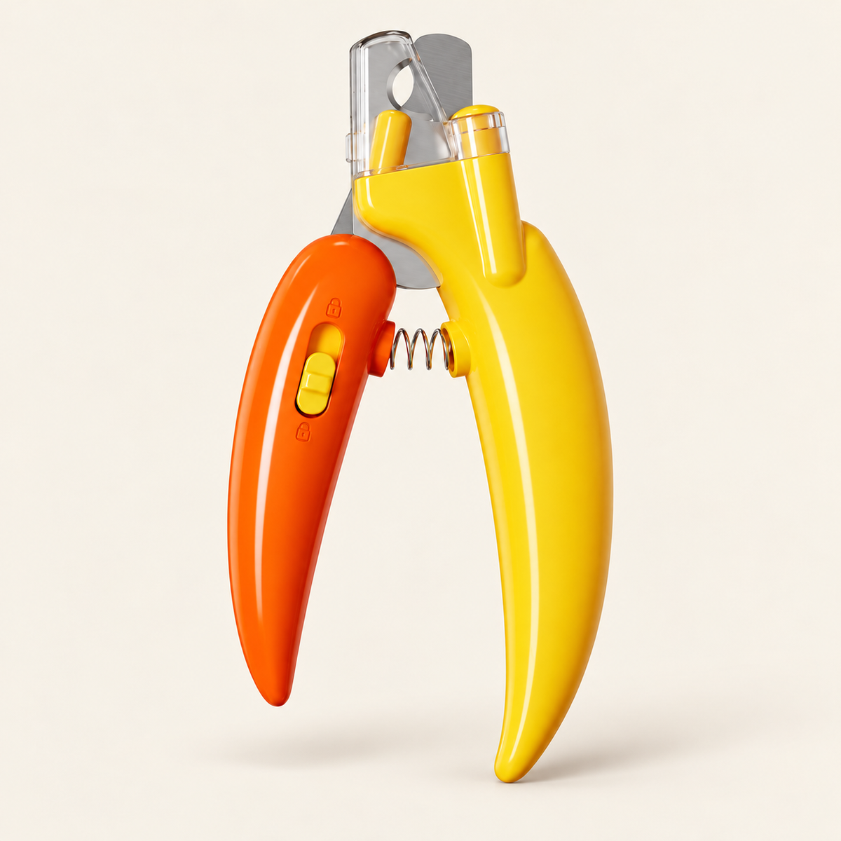 LED Pet Nail Clippers — Yellow Led, product photo on warm cream