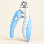 LED Pet Nail Clippers — Blue Led, product photo on warm cream