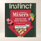 Instinct Beef Mixers Dog Topper – 14 oz — close-up of the authentic packaging label