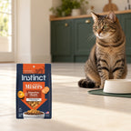 Instinct Digestive Health Cat Mixers – 5.5 oz — packaging in a cream and forest-green mealtime scene