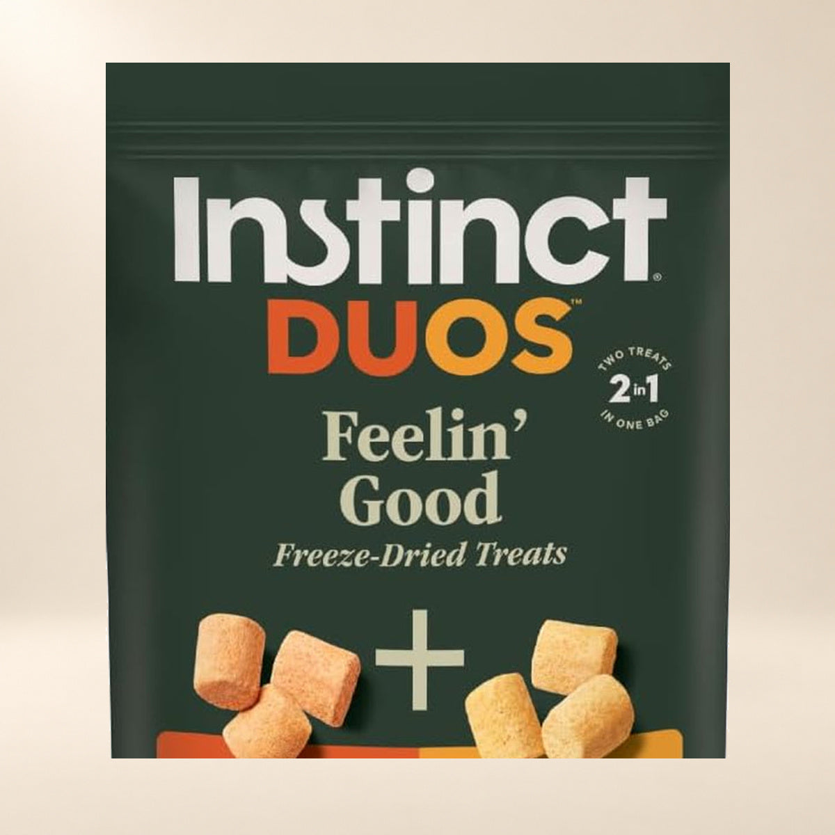 Instinct Duos Feelin’ Good Chicken Dog Treats – 4 oz — close-up of the authentic packaging label