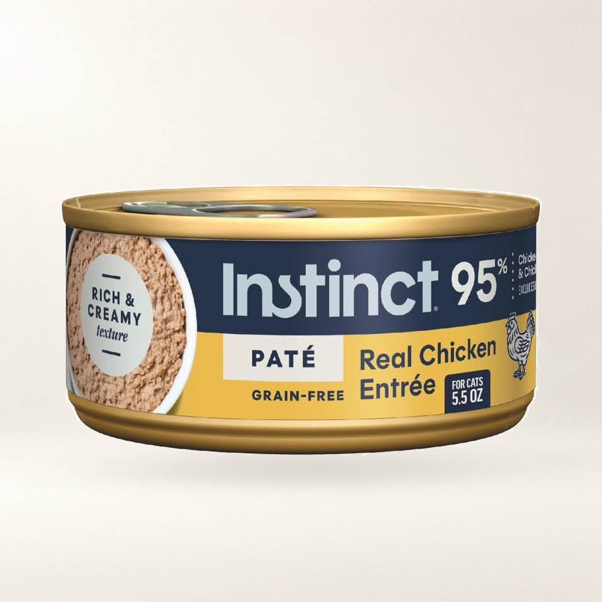 Instinct Original Chicken Pâté Cat Food – 12 × 5.5 oz — authentic packaging on a cream background