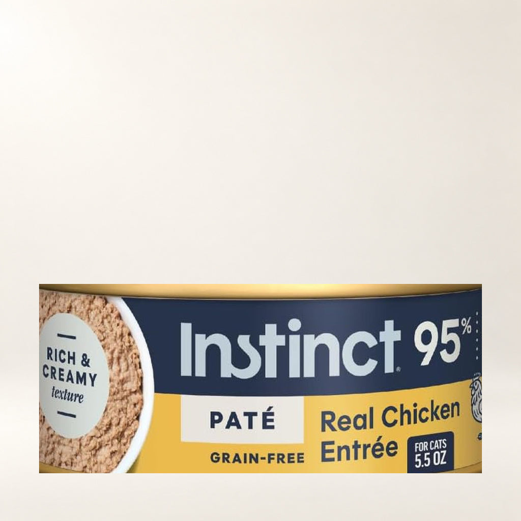 Instinct Original Chicken Pâté Cat Food – 12 × 5.5 oz — close-up of the authentic packaging label