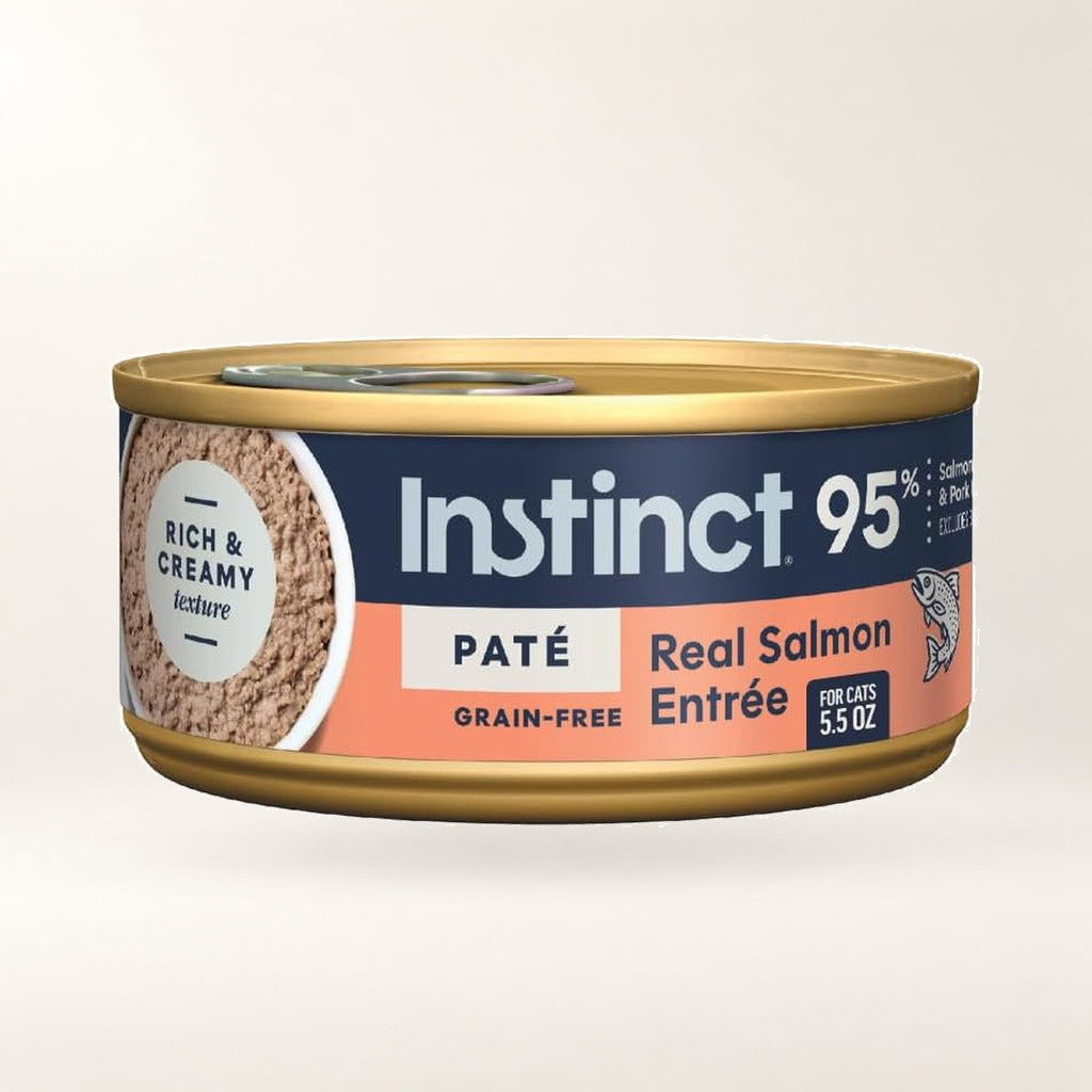 Instinct Original Salmon Pâté Cat Food – 12 × 5.5 oz — authentic packaging on a cream background