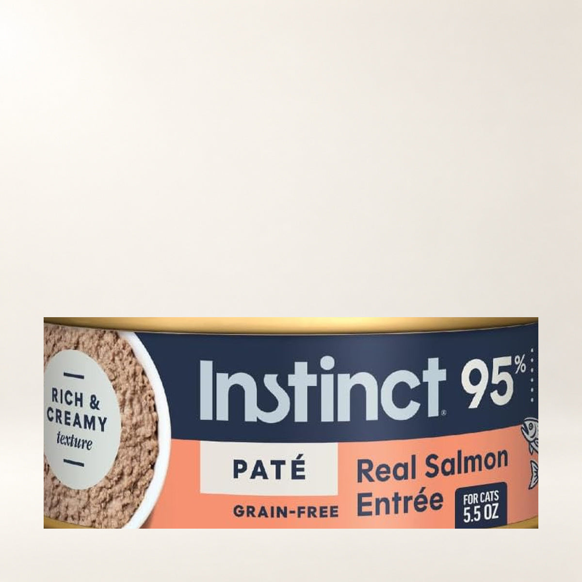 Instinct Original Salmon Pâté Cat Food – 12 × 5.5 oz — close-up of the authentic packaging label