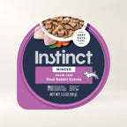 Instinct Rabbit Minced Wet Cat Food – 12 × 3.5 oz — authentic packaging on a cream background