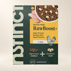Instinct RawBoost Chicken Dog Food – 20 lb — close-up of the authentic packaging label