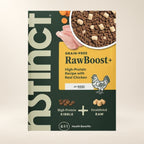 Instinct RawBoost Chicken Dog Food – 3.5 lb — close-up of the authentic packaging label